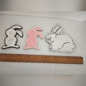 Charming Pink and White Bunny Decor Magnet Set Of 3 Chalk Couture
